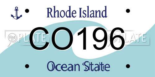 CO196 Rhode Island License Plate