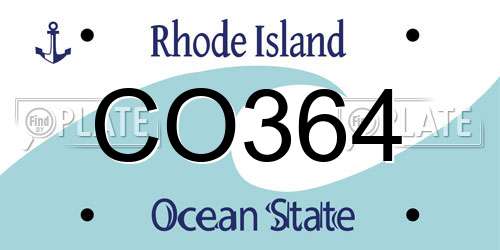 CO364 Rhode Island License Plate