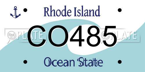 CO485 Rhode Island License Plate
