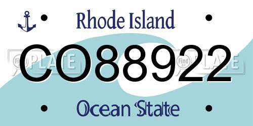 CO88922 Rhode Island License Plate