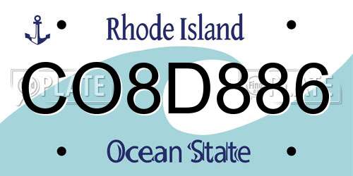 CO8D886 Rhode Island License Plate