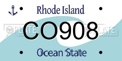 CO908 Rhode Island License Plate
