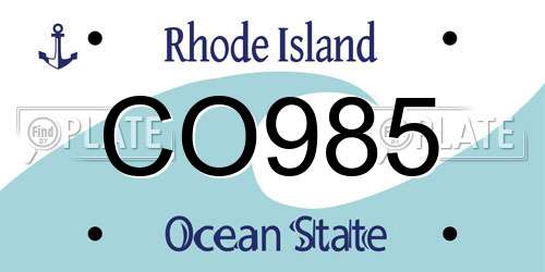 CO985 Rhode Island License Plate