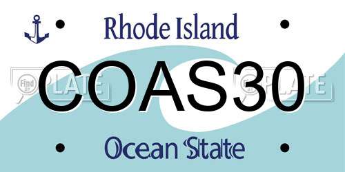 COAS30 Rhode Island License Plate