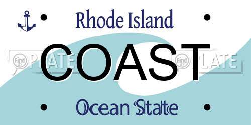 COAST Rhode Island License Plate