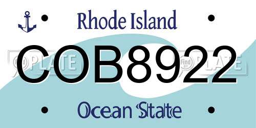 COB8922 Rhode Island License Plate