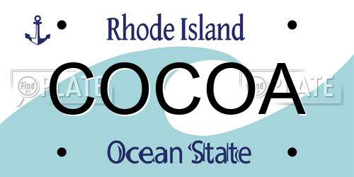 COCOA Rhode Island License Plate