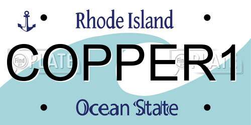 COPPER1 Rhode Island License Plate