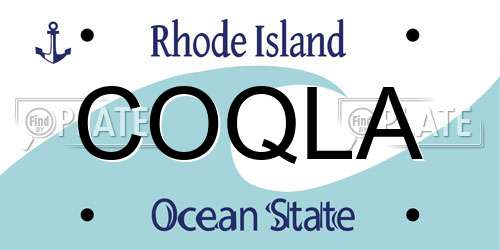 COQLA Rhode Island License Plate