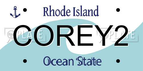 COREY2 Rhode Island License Plate