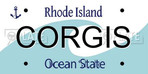 CORGIS Rhode Island License Plate