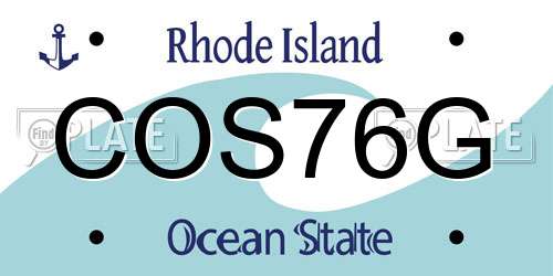 COS76G Rhode Island License Plate