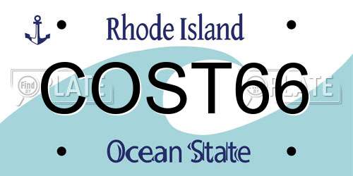 COST66 Rhode Island License Plate