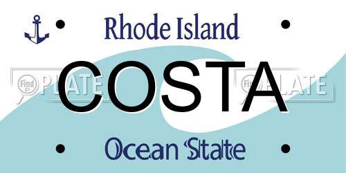 COSTA Rhode Island License Plate