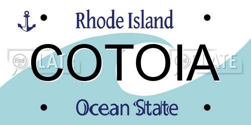 COTOIA Rhode Island License Plate