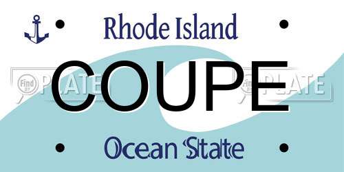 COUPE Rhode Island License Plate