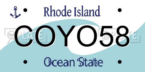 COYO58 Rhode Island License Plate