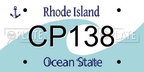 CP138 Rhode Island License Plate