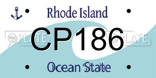 CP186 Rhode Island License Plate