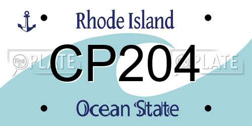 CP204 Rhode Island License Plate