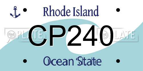 CP240 Rhode Island License Plate