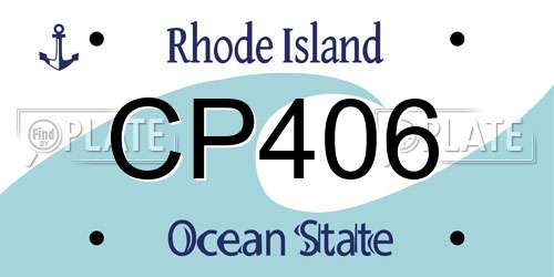CP406 Rhode Island License Plate