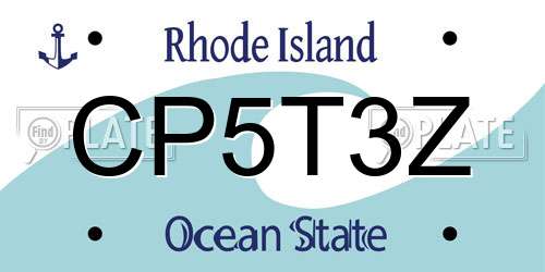 CP5T3Z Rhode Island License Plate