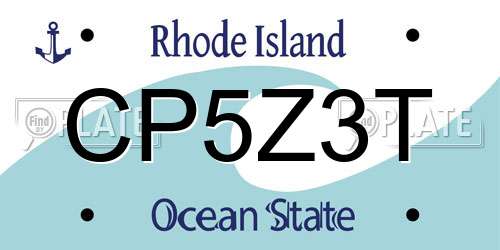 CP5Z3T Rhode Island License Plate