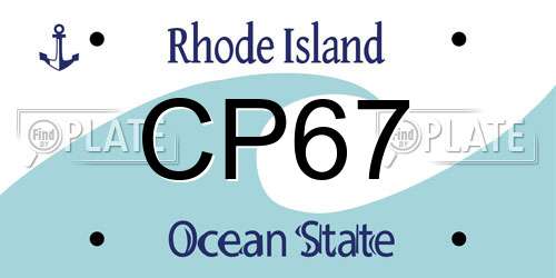 CP67 Rhode Island License Plate