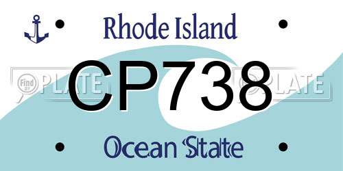 CP738 Rhode Island License Plate