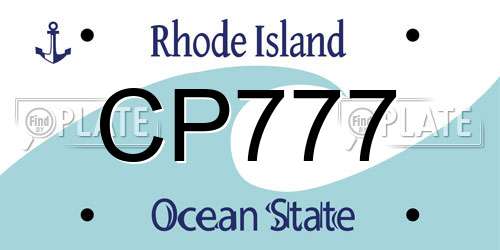 CP777 Rhode Island License Plate