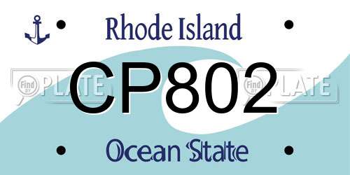 CP802 Rhode Island License Plate