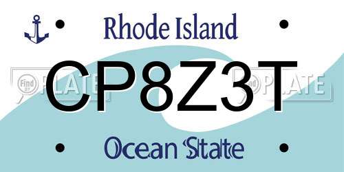 CP8Z3T Rhode Island License Plate