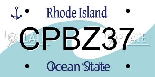 CPBZ37 Rhode Island License Plate