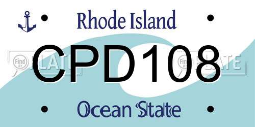 CPD108 Rhode Island License Plate