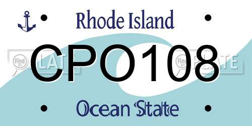 CPO108 Rhode Island License Plate