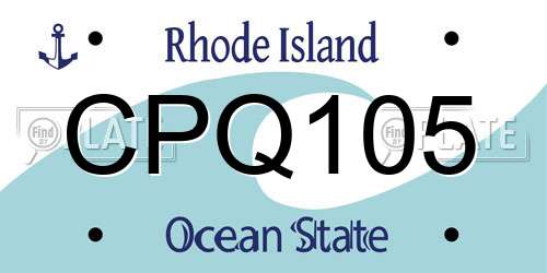 CPQ105 Rhode Island License Plate