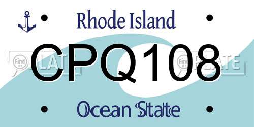 CPQ108 Rhode Island License Plate