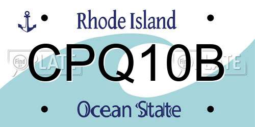 CPQ10B Rhode Island License Plate