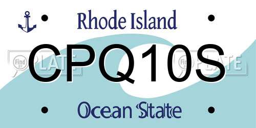 CPQ10S Rhode Island License Plate