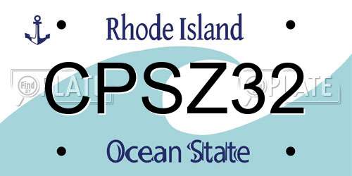 CPSZ32 Rhode Island License Plate