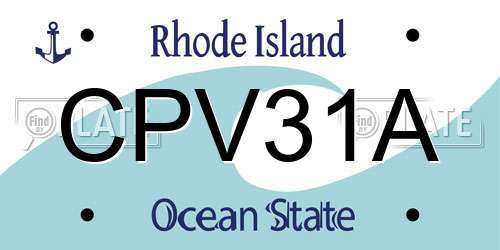 CPV31A Rhode Island License Plate