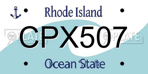 CPX507 Rhode Island License Plate