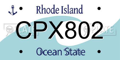 CPX802 Rhode Island License Plate
