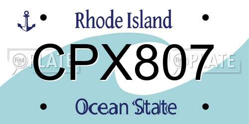 CPX807 Rhode Island License Plate