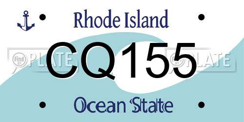 CQ155 Rhode Island License Plate