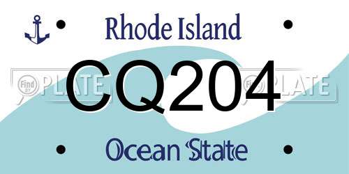 CQ204 Rhode Island License Plate