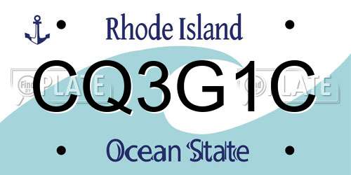 CQ3G1C Rhode Island License Plate