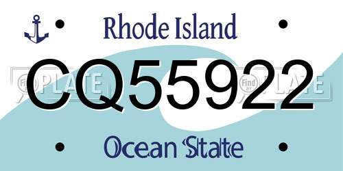 CQ55922 Rhode Island License Plate