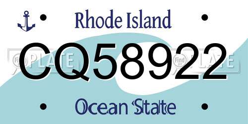 CQ58922 Rhode Island License Plate